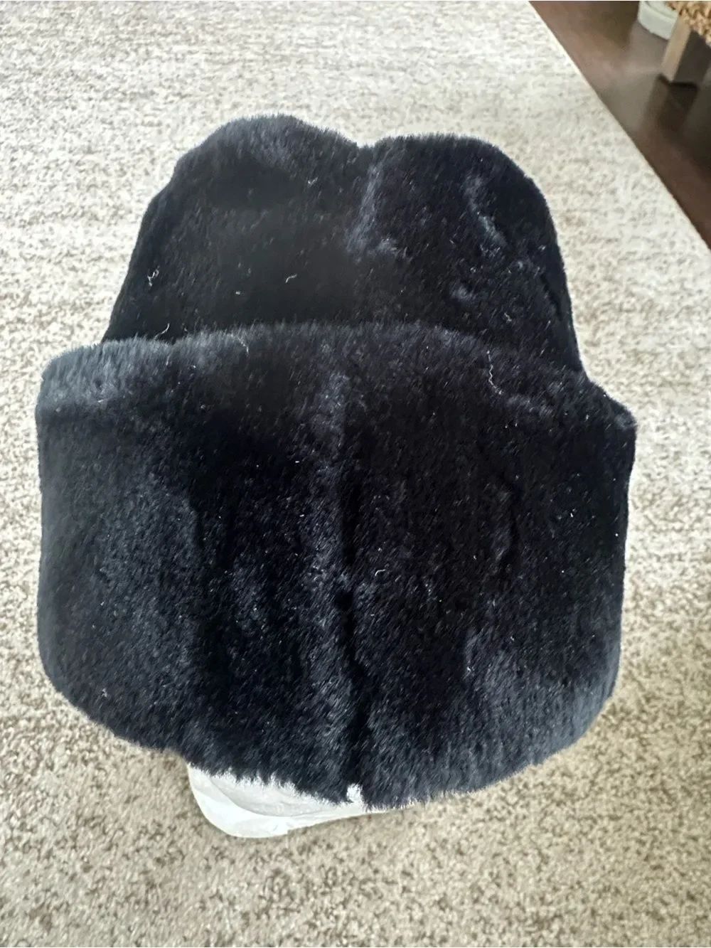 A. Adam’s Spire VTG Black Faux Fur Pillbox Hat L